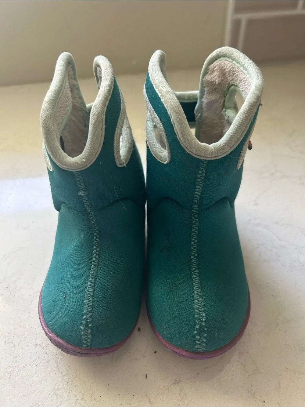 Kids Teal Winter Boot with Pink Sole
